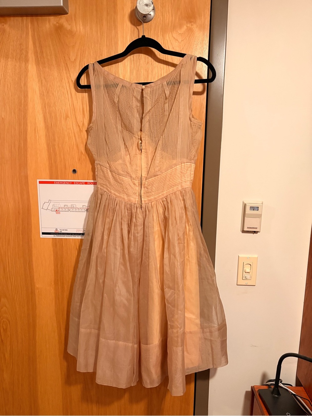 Sleeveless Beige Fit-and-Flare Dress - Picture 2 of 6